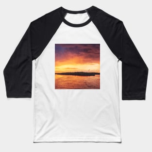 SCENERY 44 - Sunset Purple Pink Yellow Sky Horizon Sea Baseball T-Shirt